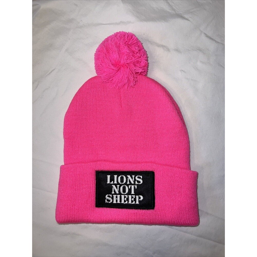 Lions Not Sheep Beanie Pink Pom Pom NEW‎